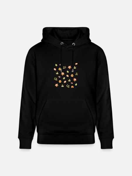 Autumn Meadow Floral Scatter - Heavyweight Unisex Hoodie CRUISER by Stanley/Stella - black