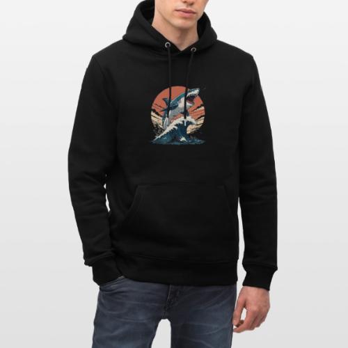Fierce Shark Breaking Through Waves - Heavyweight Unisex Hoodie CRUISER by Stanley/Stella