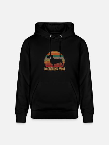 Dachshund Mom Retro Rainbow - Heavyweight Unisex Hoodie CRUISER by Stanley/Stella - black