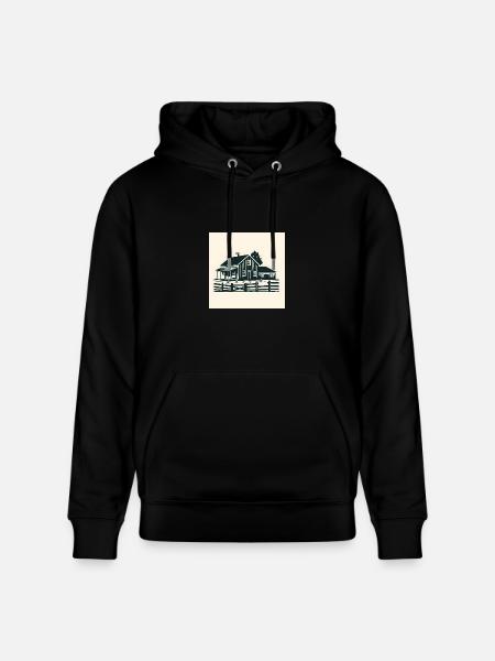 Rustic House Silhouette T-Shirt - Heavyweight Unisex Hoodie CRUISER by Stanley/Stella - black