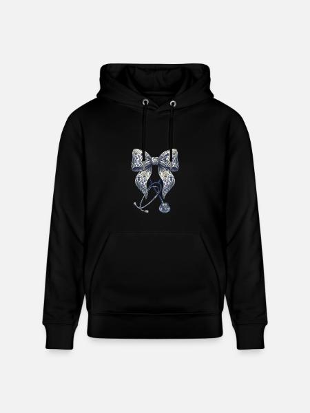 Floral Bow Stethoscope - Heavyweight Unisex Hoodie CRUISER by Stanley/Stella - black