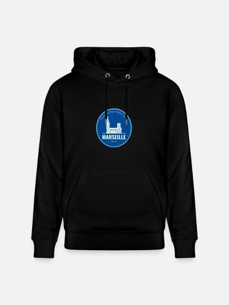 Blue Marseille Landmark Patch - Heavyweight Unisex Hoodie CRUISER by Stanley/Stella - black