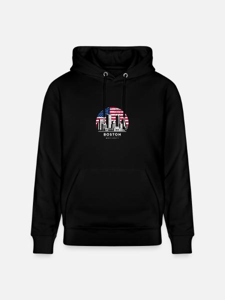 Boston Skyline Flag Emblem - Heavyweight Unisex Hoodie CRUISER by Stanley/Stella - black