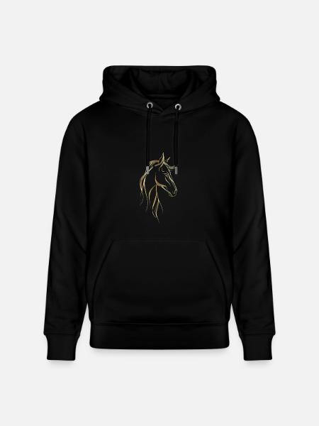 Golden horse line art  - Heavyweight Unisex Hoodie CRUISER by Stanley/Stella - black