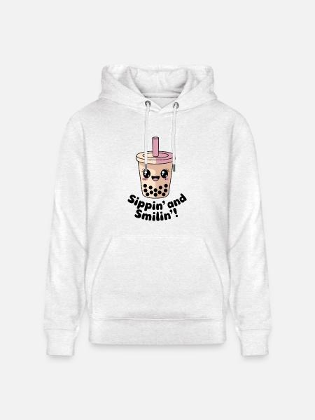 Sippin and Smilin - Heavyweight Unisex Hoodie CRUISER by Stanley/Stella - light heather gray