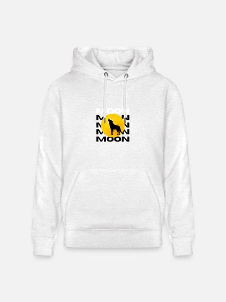 Howling Wolf Full Moon Graphic - Heavyweight Unisex Hoodie CRUISER by Stanley/Stella - light heather gray