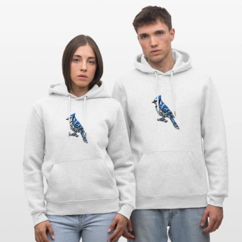 Silver Blue Jay on Perch + Flight Stages 2-print - Heavyweight Unisex Hoodie CRUISER by Stanley/Stella