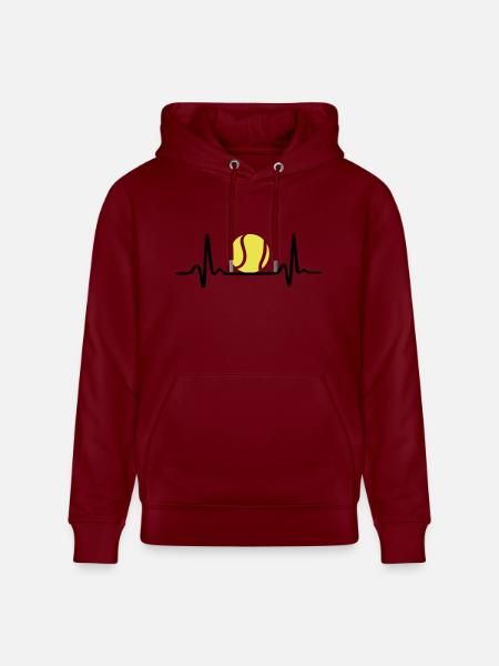 Tennis ECG, Heartbeat & Tennis Ball - Heavyweight Unisex Hoodie CRUISER by Stanley/Stella - burgundy