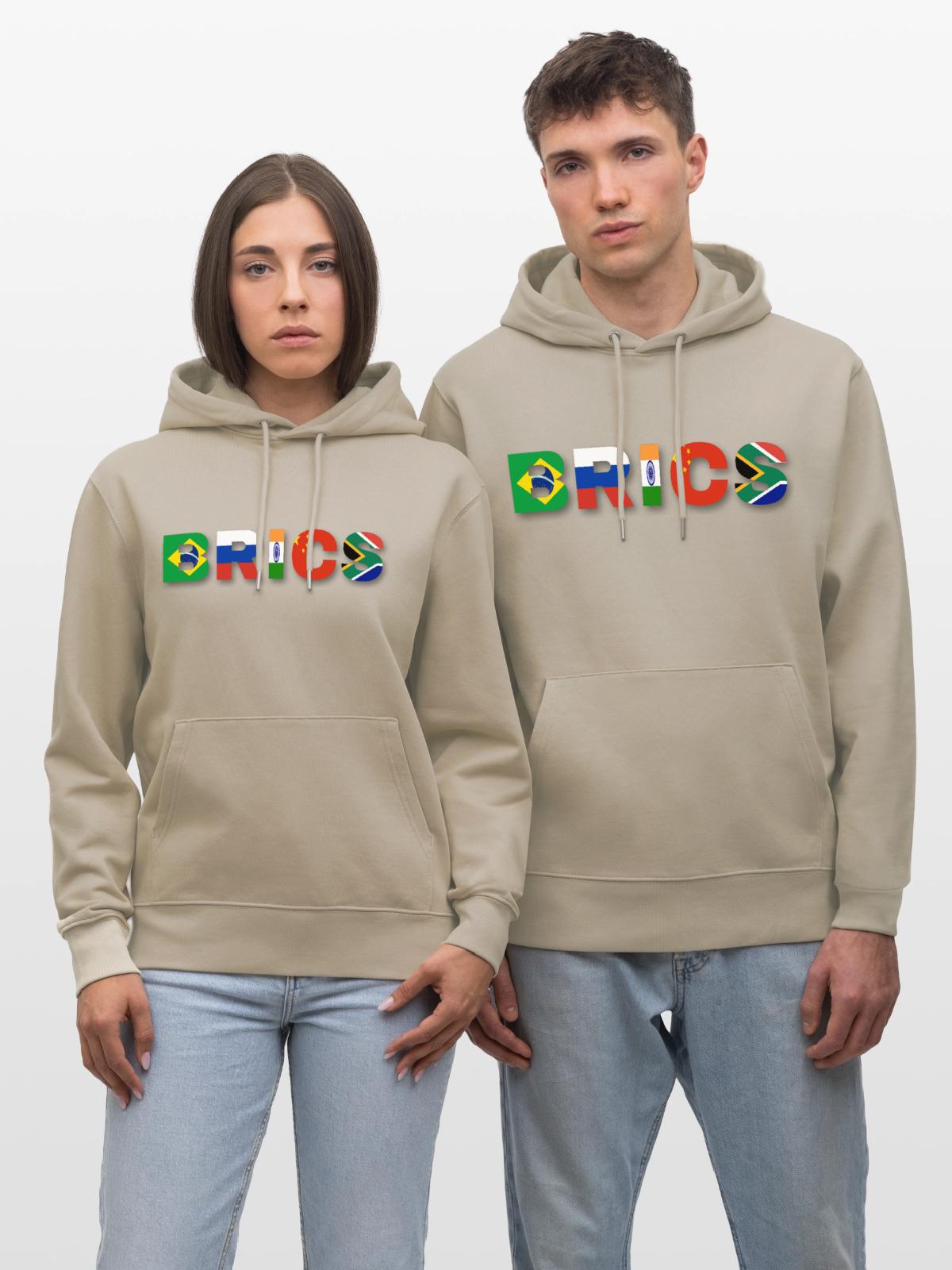 Brics - Heavyweight Unisex Hoodie CRUISER by Stanley/Stella - dust - Front - Nico (186cm) & Anna (173cm)
