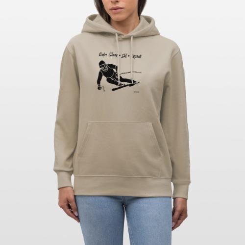 Eat Sleep Ski Repeat - bw - new001 - Heavyweight Unisex Hoodie CRUISER by Stanley/Stella