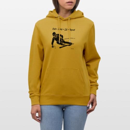 Eat Sleep Ski Repeat - bw - new001 - Heavyweight Unisex Hoodie CRUISER by Stanley/Stella
