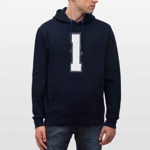 White Number 1 – Varsity Font - Heavyweight Unisex Hoodie CRUISER by Stanley/Stella