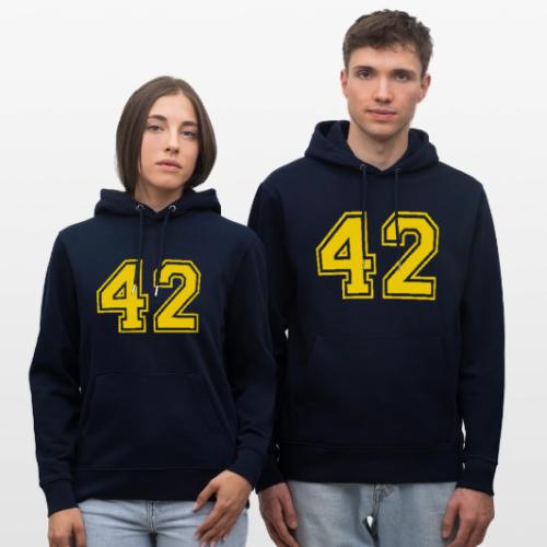 Number 42 in a classic athletic collegiate font - Heavyweight Unisex Hoodie CRUISER by Stanley/Stella