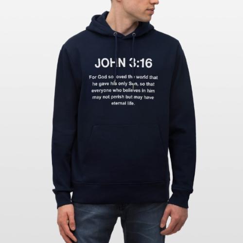 John 3:16 Christian Apparel – White - Heavyweight Unisex Hoodie CRUISER by Stanley/Stella