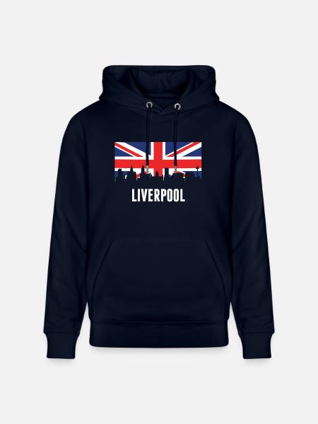 British Flag Liverpool Skyline - Heavyweight Unisex Hoodie CRUISER by Stanley/Stella - french navy