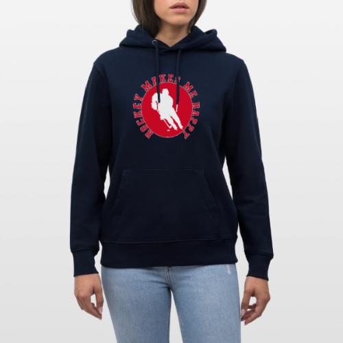 Hockey Makes Me Happy – Ice Hockey Fan Emblem - Heavyweight Unisex Hoodie CRUISER by Stanley/Stella