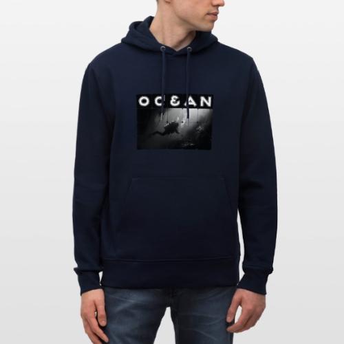 Ocean: Monochrome descent of a scuba diver - Heavyweight Unisex Hoodie CRUISER by Stanley/Stella