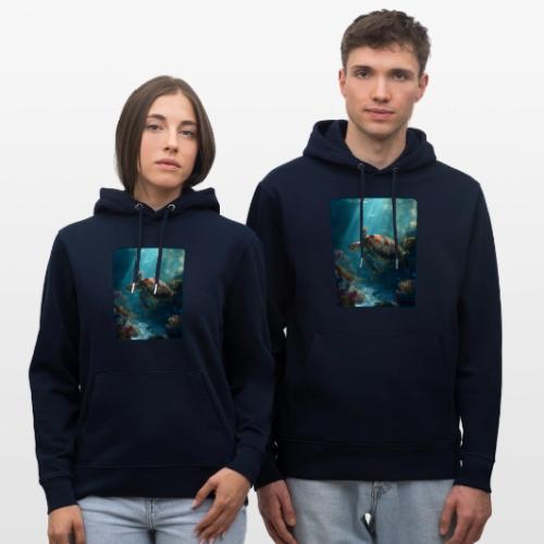 Sea Turtle Coral Reef Design - Heavyweight Unisex Hoodie CRUISER by Stanley/Stella