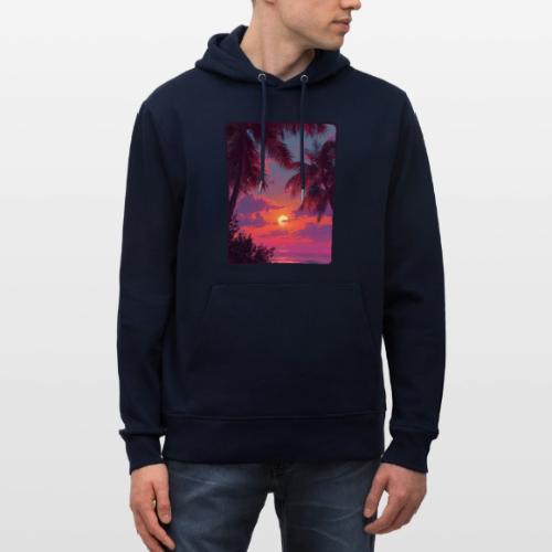 Tropical Sunset Palm Silhouette Design - Heavyweight Unisex Hoodie CRUISER by Stanley/Stella