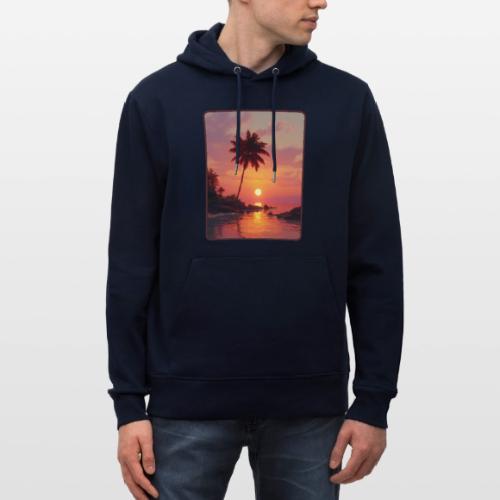 Tropical Beach Sunset Palm Design - Heavyweight Unisex Hoodie CRUISER by Stanley/Stella