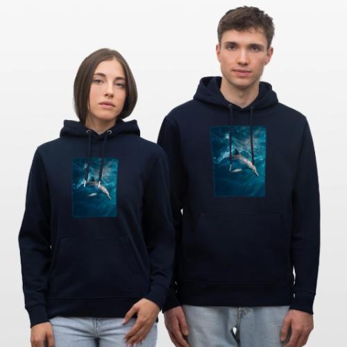 Dolphin Sunlit Ocean Serenity Design - Heavyweight Unisex Hoodie CRUISER by Stanley/Stella