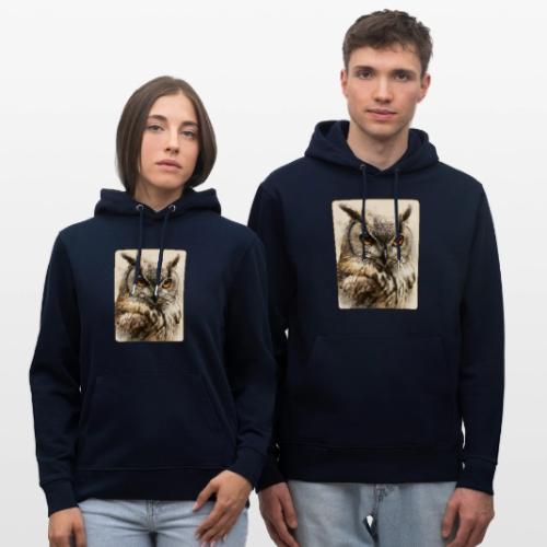 Great Horned Owl Watercolor Design - Heavyweight Unisex Hoodie CRUISER by Stanley/Stella
