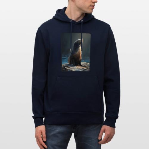Fur Seal Artistic Shore Portrait Design - Heavyweight Unisex Hoodie CRUISER by Stanley/Stella