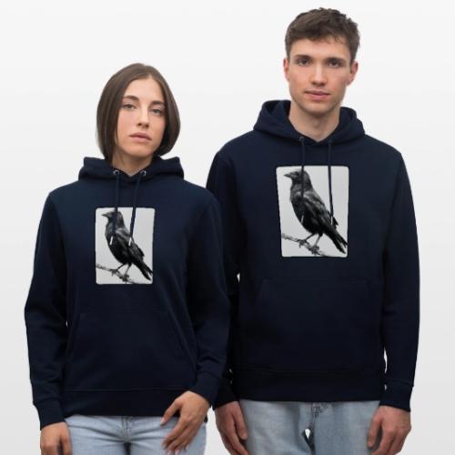 Raven Black and White Art Design - Heavyweight Unisex Hoodie CRUISER by Stanley/Stella