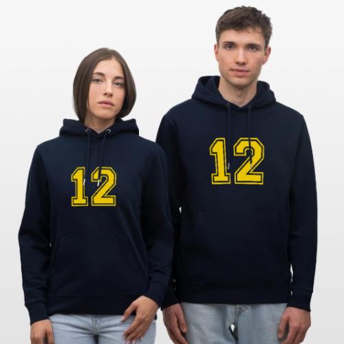 Number 12 in a classic athletic collegiate font - Heavyweight Unisex Hoodie CRUISER by Stanley/Stella