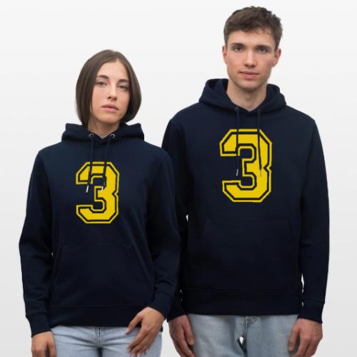 Number 3 in a classic athletic collegiate font - Heavyweight Unisex Hoodie CRUISER by Stanley/Stella
