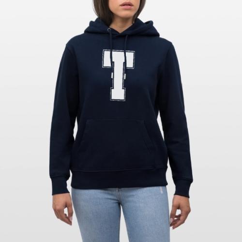 White Letter T – Varsity Alphabet Monogram - Heavyweight Unisex Hoodie CRUISER by Stanley/Stella