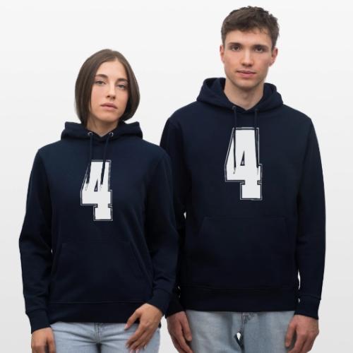 White Number 4 – Varsity Font - Heavyweight Unisex Hoodie CRUISER by Stanley/Stella