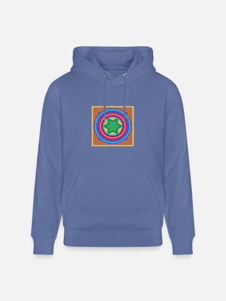 Vibrant Star Mandala Burst - Heavyweight Unisex Hoodie CRUISER by Stanley/Stella - bright blue