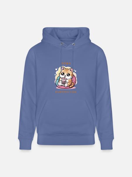 Boba Cat Purrfection - Heavyweight Unisex Hoodie CRUISER by Stanley/Stella - bright blue