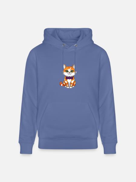 Orange Cat Bowtie Charm - Heavyweight Unisex Hoodie CRUISER by Stanley/Stella - bright blue