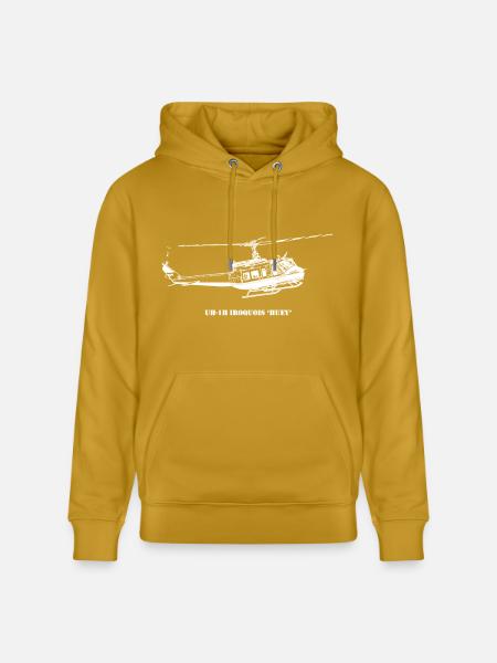Huey Shadow Helicopter Silhouette - Heavyweight Unisex Hoodie CRUISER by Stanley/Stella - ochre