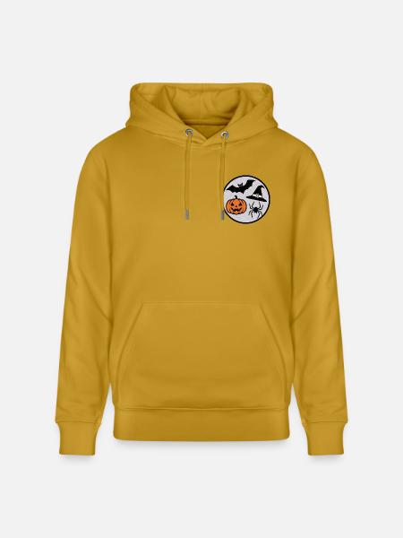 Halloween Circle: Pumpkin Bat Spider - Heavyweight Unisex Hoodie CRUISER by Stanley/Stella - ochre