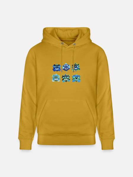 Fu Dog Faces - Heavyweight Unisex Hoodie CRUISER by Stanley/Stella - ochre