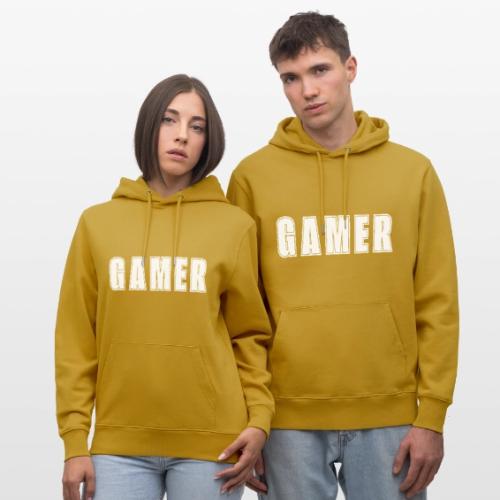 Gamer Collegiate White Text Design - Heavyweight Unisex Hoodie CRUISER by Stanley/Stella