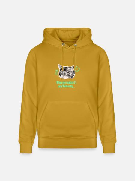 Wednesday Cat Halftone Meme - Heavyweight Unisex Hoodie CRUISER by Stanley/Stella - ochre