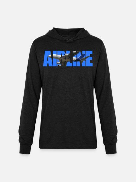 Airline Bold Cutout Jet Art - Unisex Long Sleeve Hoodie Shirt - heather black