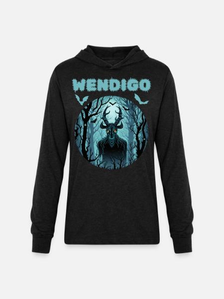 Wendigo Cryptid Halloween - Unisex Long Sleeve Hoodie Shirt - heather black