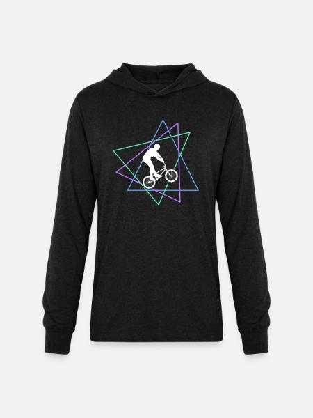Geometric BMX Stunt Rider - Unisex Long Sleeve Hoodie Shirt - heather black