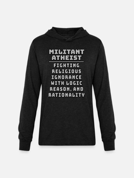 Militant Atheist - Unisex Long Sleeve Hoodie Shirt - heather black