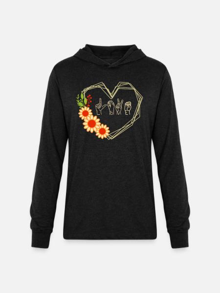 Finger Code Love - Unisex Long Sleeve Hoodie Shirt - heather black