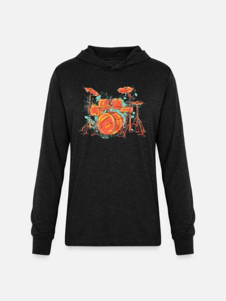 Percussion Drums - Unisex Long Sleeve Hoodie Shirt - heather black