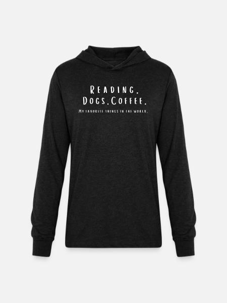 Reading Coffee And Dogs - Unisex Long Sleeve Hoodie Shirt - heather black