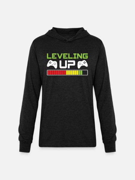 Leveling Up - Unisex Long Sleeve Hoodie Shirt - heather black