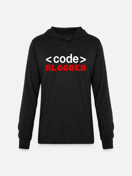 Code Blooded Funny Programming Computer - Unisex Long Sleeve Hoodie Shirt - heather black
