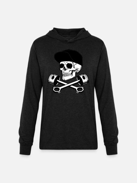 Skull & Pistons - Unisex Long Sleeve Hoodie Shirt - heather black